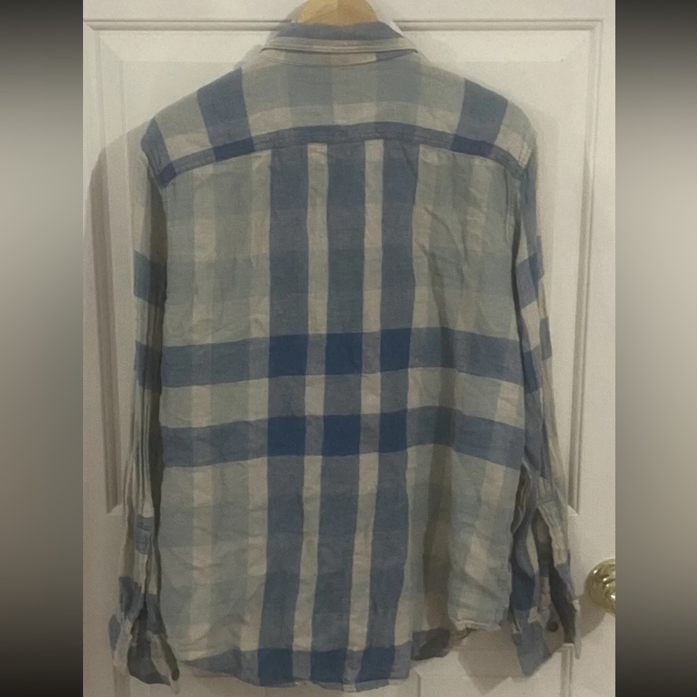 Abercrombie & Fitch Men’s Large Relaxed Fit Linen Blend Long Sleeve Button Down - Picture 3 of 7